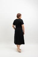 Textured Front-Slit Midi Dress  (Onyx Black)