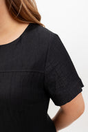 Textured Front-Slit Midi Dress  (Onyx Black)