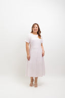 Textured Front-Slit Midi Dress  (Petal Pink)