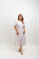 Textured Front-Slit Midi Dress  (Petal Pink)
