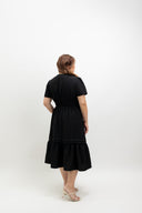 Smocked Waist Tiered Midi Dress (Classic Black)