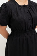 Smocked Waist Tiered Midi Dress (Classic Black)