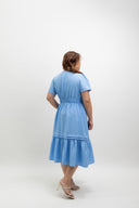 Smocked Waist Tiered Midi Dress (Cornflower Blue)