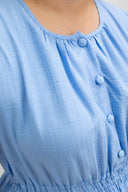 Smocked Waist Tiered Midi Dress (Cornflower Blue)