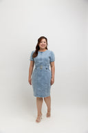 Belted Denim Dress (Soft Blue Wash)