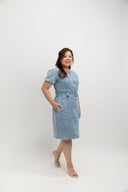 Belted Denim Dress (Soft Blue Wash)