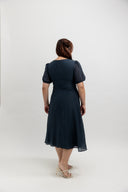 Feather-Light Crinkled Midi Dress (Moonlit Navy)