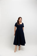 Panelled Midi Dress  (Ink Navy)