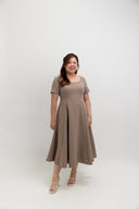 Panelled Midi Dress  (Soft Mocha)