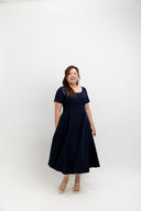 Panelled Midi Dress  (Ink Navy)