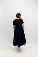 Panelled Midi Dress  (Ink Navy)