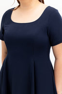 Panelled Midi Dress  (Ink Navy)
