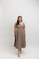 Panelled Midi Dress  (Soft Mocha)