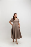 Panelled Midi Dress  (Soft Mocha)