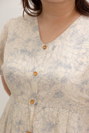 Empire Pleat Dress (Cream Botanical)