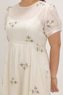 2-in-1 Amelia Overlay Dress + Inner Slip (Ivory Garden Embroidery) - ELTWINE