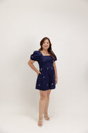 Front Panel Smock-back Romper (Indigo Embroidery)