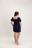 Front Panel Smock-back Romper (Indigo Embroidery)