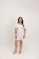 Front Panel Smock-back Romper (Vanilla Embroidery)