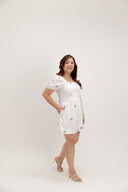Front Panel Smock-back Romper (Vanilla Embroidery)