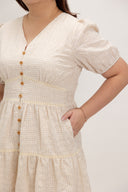 Embroidered Smocked Back Midi Dress (Cream Eyelet)