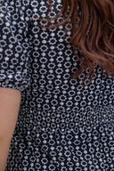 Embroidered Smocked Back Midi Dress (Navy Garden Wreath)