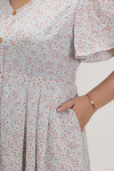Empire Pleat Dress (Powder Blue Ditsy)