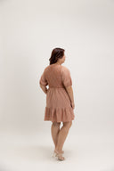 Smocked Empire Micro-check Dress (Paprika)