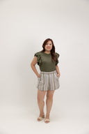 Kinetic Elastic-Back Shorts (Sage Pinstripe)