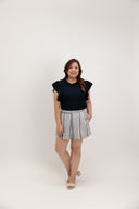 Kinetic Elastic-Back Shorts (Marine Pinstripe)