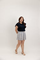 Kinetic Elastic-Back Shorts (Marine Pinstripe)