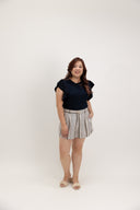 Kinetic Elastic-Back Shorts (Mocha Pinstripe)