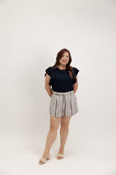 Kinetic Elastic-Back Shorts (Mocha Pinstripe)