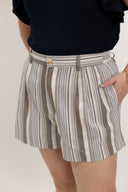 Kinetic Elastic-Back Shorts (Mocha Pinstripe)