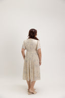 Empire Pleat Dress (Cream Botanical)