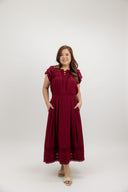 Sunday Soft Pleats Midi Skirt (Fortune Red) - ELTWINE