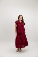 Sunday Soft Frill Blouse (Fortune Red) - ELTWINE