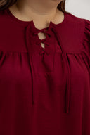 Sunday Soft Frill Blouse (Fortune Red) - ELTWINE