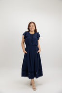 Sunday Soft Pleats Midi Skirt (Midnight Navy) - ELTWINE