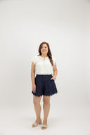 Petalwork 3D Lace Scallop Shorts (Midnight Navy) - ELTWINE