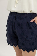 Petalwork 3D Lace Scallop Shorts (Midnight Navy) - ELTWINE
