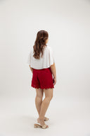 Petalwork 3D Lace Scallop Shorts (Auspicious Red) - ELTWINE