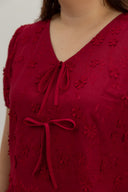 Petalwork 3D Lace Blouse (Auspicious Red) - ELTWINE