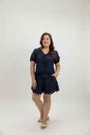 Petalwork 3D Lace Scallop Shorts (Midnight Navy) - ELTWINE