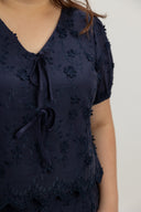 Petalwork 3D Lace Blouse (Navy) - ELTWINE