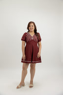 Contour Stitch Romper (Wine Red) - ELTWINE