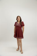 Contour Stitch Romper (Wine Red) - ELTWINE