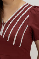 Contour Stitch Romper (Wine Red) - ELTWINE