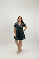 Contour Stitch Romper (Forest Green ) - ELTWINE
