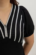 Contour Stitch Romper (Jet Black) - ELTWINE